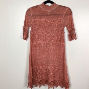 ASOS Coral Lace Midi Dress